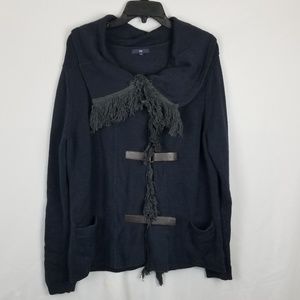 Gap navy blue fringe over sized sweater cardigan